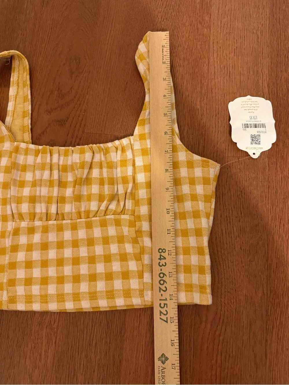 NWT Altar'd State Yellow Gingham Two Piece Set Crop Top Mini Skirt Co-Ord S - Picture 15 of 16
